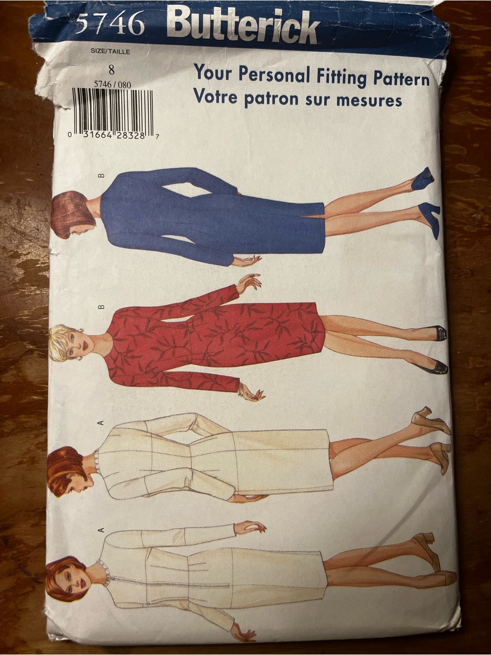 Uncut Vintage 1998 Butterick 5746 Form Fitted Dress Pattern Size 8
